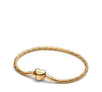 Pandora Gold Heart Clasp Faceted Snake Chain Bracelet - 19cm