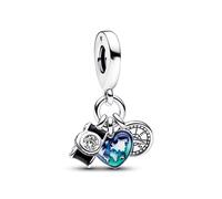 Pandora Camera, Heart & Compass Triple Dangle Charm - Silver