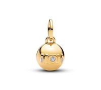 PANDORA Charm Mama 764457C01 Open Ball Pendant with 14 Carat Gold Plating, Pendant with Engraving "I Love You" and Cubic Zirconia Compatible Moments ME
