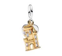 Pandora Charm Pendant Lock Gold 764915C01 Zirconia 3D White Rectangle