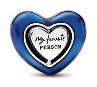 Pandora Moments Spinning heart sterling silver charm with night blue crystal and transparent blue enamel