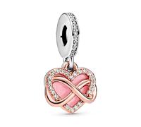 PANDORA Moments Women's 14k Rose Gold-Plated and Sterling Silver Sparkling Infinity Heart Dangle Charm for Bracelet, No Box