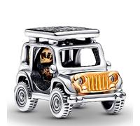 Pandora Moments Car sterling silver and 14k gold-plated charm with clear cubic zirconia