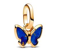 PANDORA ME Blue Butterfly Mini Charm Pendant Made of 14 Carat Gold-Plated Sterling Silver, Compatible Me and Moments Pendant, 763825C01