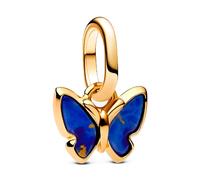 PANDORA ME Blue Butterfly Mini Charm Pendant Made of 14 Carat Gold-Plated Sterling Silver, Compatible Me and Moments Pendant, 763825C01