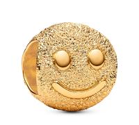 Pandora Gold Textured Happy Face Mini Charm