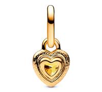 Pandora ME 763862C01 Sterling Silver 14K Gold Plated Mini Heart Charm with Cubic Zirconia Fits Me and Moments Pendants, 2.9x8.6x6.6mm, Sterling Silver, Cubic Zirconia, 2,9x8,6x6,6 mm, Sterling Silver