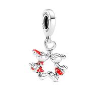 Pandora Disney Minnie and Mickey Mouse kissing sterling silver dangle with red enamel