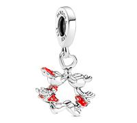 Pandora Disney Minnie and Mickey Mouse kissing sterling silver dangle with red enamel