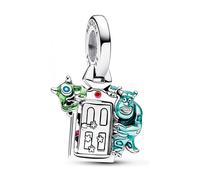Pandora Disney Pixar openable Monsters Inc door sterling silver dangle with red cubic zirconia and green, pink, light blue, blue and black enamel
