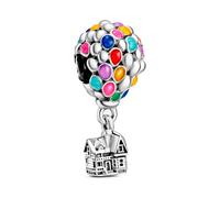 Pandora Disney Up balloon sterling silver charm with blue, green, orange, pink and light blue enamel