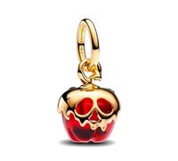 PANDORA Moments Disney Villains Evil Queen Apple Charm Pendant Made of Sterling Silver with Gold-Plated Metal Alloy, Compatible Moments Bracelets, 763421C01, one size, Sterling Silver, No Gemstone