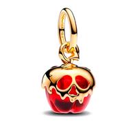 PANDORA Moments Disney Villains Evil Queen Apple Charm Pendant Made of Sterling Silver with Gold-Plated Metal Alloy, Compatible Moments Bracelets, 763421C01, one size, Sterling Silver, No Gemstone