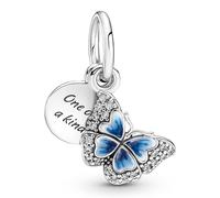 Pandora Charms Double Blue Butterfly and Quote Pendant Charm 790757C01