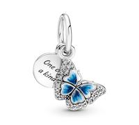 Pandora Charms Double Blue Butterfly and Quote Pendant Charm 790757C01