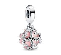 PANDORA Four-leaf Clover Friendship Double Dangle Charm - Sterling Silver Bracelet Charm Compatible Moments - Gift for Her - No Box
