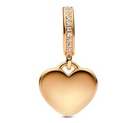 Pandora Moments Engravable 14k gold-plated dangle with clear cubic zirconia
