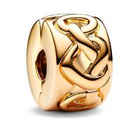 Pandora Moments Liebesknoten Clip aus Sterling Silber mit vergoldeter Metalllegierung und künstlichem Kristall,Kompatibel mit Pandora Moments Armbänder,768035C00