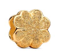 PANDORA Moments 764047C00 Textured Clover Mini Charm Sterling Silver with 14k Gold-Plated Alloy Compatible Moments