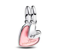 PANDORA Moments 793766C01 Divisible Mother & Daughter Charm Pendant Made of Sterling Silver, Compatible with Me and Moments Bracelets, 4,3x15,2x11,6 mm, Sterling Silver, Cubic Zirconia