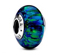 Pandora Moments Sterling silver charm with green blue lab-created opal