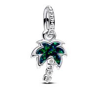 Pandora Moments Palm tree sterling silver dangle with green blue lab-created opal and clear cubic zirconia