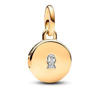Pandora Moments Key hole engravable locket 14k gold-plated dangle with clear cubic zirconia