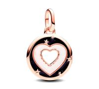 Pandora ME Heart 14k rose gold-plated medallion with white bioresin man-made mother of pearl and glittery black enamel