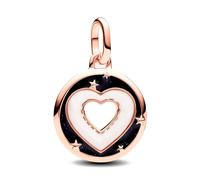 Pandora ME Heart 14k rose gold-plated medallion with white bioresin man-made mother of pearl and glittery black enamel