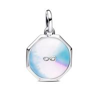 Pandora Moments Pink rose sterling silver charm with transparent pink enamel