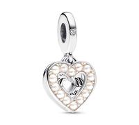 Pandora Charms Pearly White Double Heart Pendant Charm 792649C01