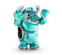 Pandora Disney Pixar Sulley sterling silver charm with black, pink and transparent blue enamel