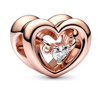 Pandora Moments Open heart 14k rose gold-plated charm with clear cubic zirconia