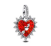 PANDORA Moments Rotating Arrow Heart Charm Pendant Made of Sterling Silver with Artificial Opal and Cubic Zirconia, Compatible Moments and ME Bracelets, 793667C01, Rot, Sterling Silver, Crystal