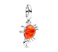 Pandora Disney The Little Mermaid crab sterling silver dangle with orange Murano glass