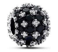 Pandora Moments Sterling silver charm with black crystal and clear cubic zirconia