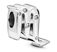 Pandora Moments Women's Sterling Silver Heart and Angel Wings Cubic Zirconia Dangle Charm for Bracelet, No Box