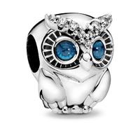 Pandora Bracelet Charm Moments - Sterling Silver Sparkling Owl Cubic Zirconia - Women's No Box
