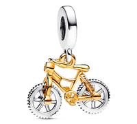 Pandora Moments Moveable bike sterling silver and 14k gold-plated dangle with clear cubic zirconia