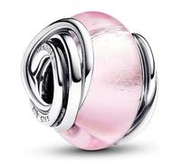 Pandora Moments Encircled sterling silver charm with pink Murano glass and silver foil