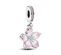 Pandora Moments Movable cherry blossom sterling silver dangle with fancy pink cubic zirconia and shaded pink enamel