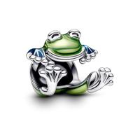 Pandora Moments Frog sterling silver charm with transparent blue and green enamel