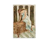 Pandora Desires to Open The Box by Walter Crane 1893 - Victorian Era Mythological Wall Art Print with Classical Female Figure And Ornate Chest Artworks Picture Print Wall Art Painting Canvas Gift Deco