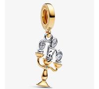 PANDORA Disney 14ct Yellow Gold Plated Cubic Zirconia Beauty & The Beast Lumiere Dangle Charm 763985C01