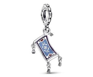 Pandora Disney Aladdin Magic Carpet sterling silver dangle with blue, violet and red enamel