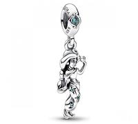 PANDORA Disney Aladdin Princess Jasmine Sterling Silver Charm Pendant x Disney Collection Compatible Moments Bracelets 792343C01, one size, Silver, Crystal