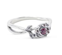 Pandora Disney Beauty and the Beast rose sterling silver ring with red and clear cubic zirconia