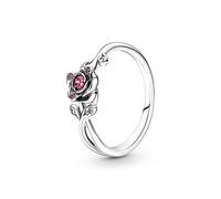 Pandora Disney Beauty and the Beast rose sterling silver ring with red and clear cubic zirconia, 52
