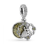 Pandora Disney Beauty and the Beast sterling silver dangle with blazing yellow crystal and yellow enamel