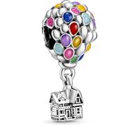 Pandora Disney Up balloon sterling silver charm with blue, green, orange, pink and light blue enamel